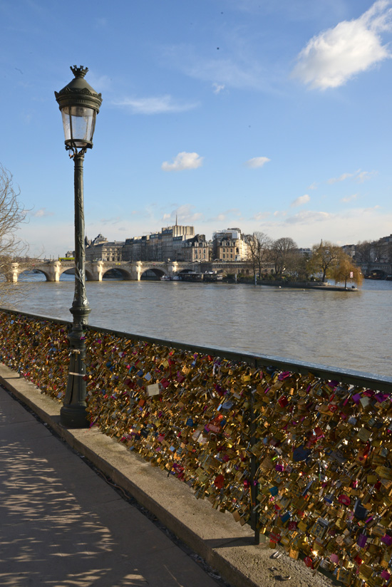 How to say I love you with love locks on the Paris Post des Arts, another way to say I love you from the Wall of Love. (Image © Meredith Mullins.)