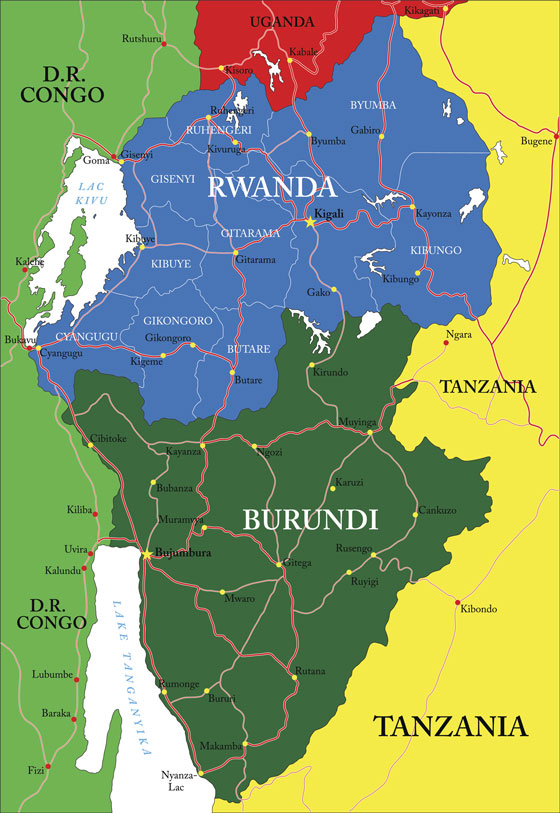 Map of Rwanda, a country where women are breaking cultural barriers. (Image © bogdanserban.)