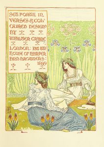This 1899 book cover, A Floral Fantasy in an Old English Garden, found at the British Library online reflects Victorian English cultural heritage. 