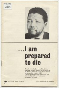 The original pamphlet of Nelson Mandela's speech during the 1963 Rivonia trial in South Africa, reflecting the range of world heritage artifacts at the British Library. 