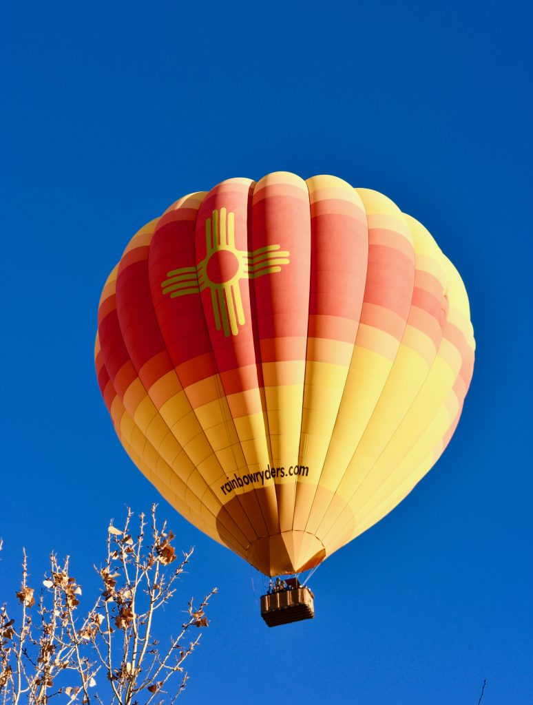 A hot air balloon is an awe-inspiring sight in Albuquerque, New Mexico. Image © Joyce McGreevy