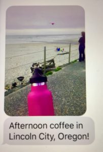 A text message about coffee in Lincoln City, Oregon inspires an author to consider the true nature of time travel adventures. (Image © Carolyn McGreevy)