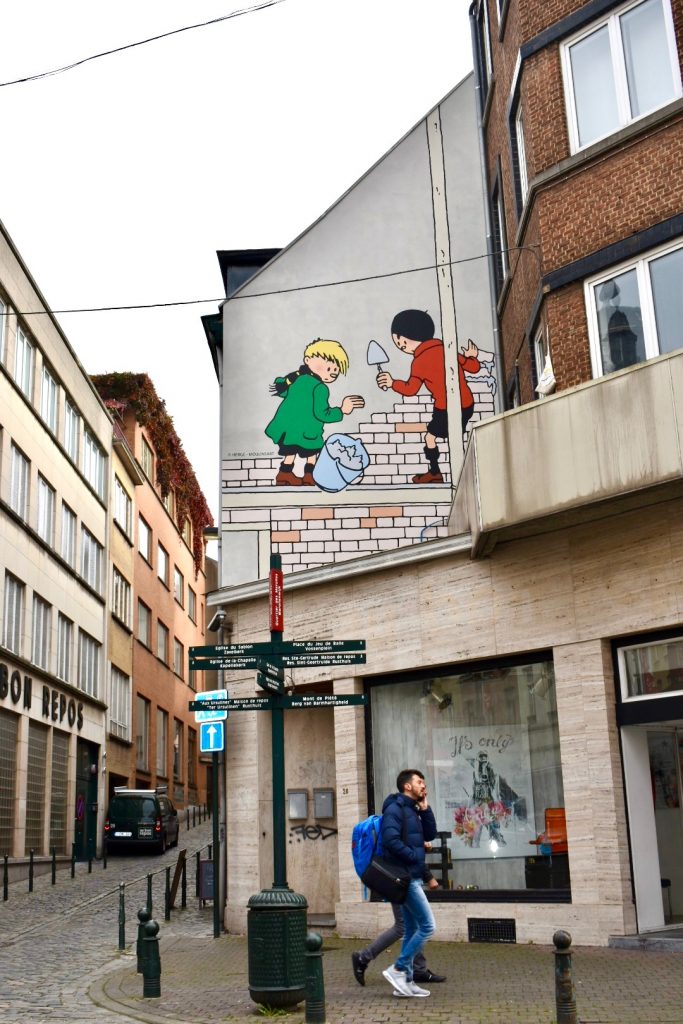 A mural of Hergé's Quick and Flupke in Brussels shows why comic books are a popular cultural tradition in Belgium. (Image © Joyce McGreevy)
