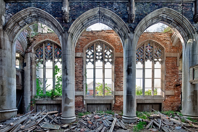 Ruins of Holy Trinity Church in Gary, Indiana, showing new perspectives on beauty