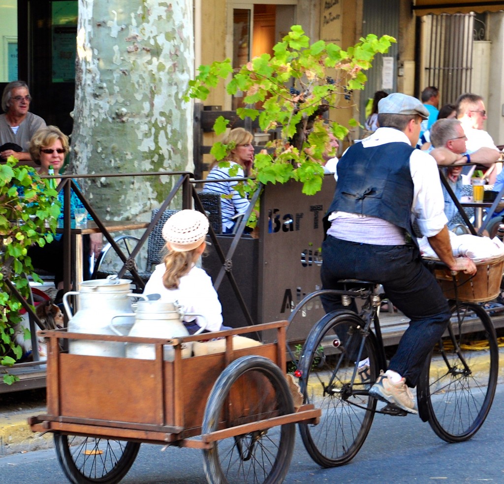 Milkman in parade celebrating French cultural heritage and traditions