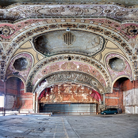 Michigan Theater in Detroit, Michigan, converted into parking lot and showing new perspectives on beauty