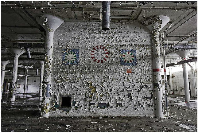 Wall in abandoned Brach's candy factory in Chicago, Illinois, showing new perspectives on beauty