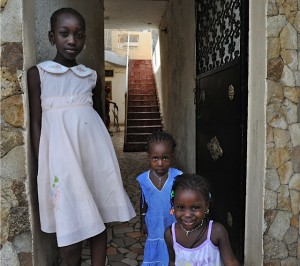 Senegalese girls dressed up for the cultural traditions of Tabaski