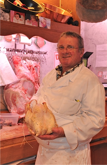 Paris Butcher with Turkey for Thanksgiving Cultural Traditions