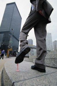 shoe stuck in gum, showing need for creative problem solving to prevent littering