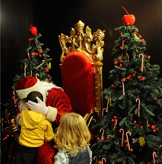 Learning a life lesson about holiday spirit with Santa and children.