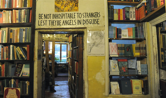 Creative inspiration from inscription above Shakespeare and Company door