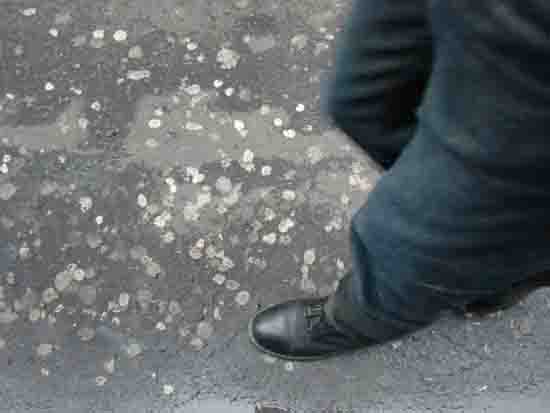 Littering of chewed gum on street, showing need for creative problem solving 