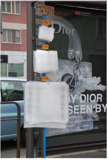 Bubble wrap street art, showing the life lesson that some things are just fun