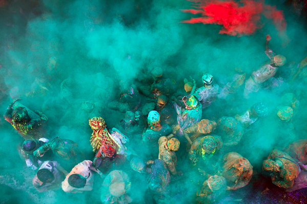 People Playing Holi, a Hindu Cultural Tradition