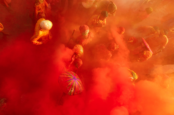 A Crowd Playing Holi, a Hindu Cultural Tradition