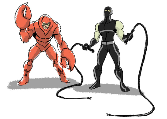 Whipper/Snapper, lobster claws and whips, creative inspiration for 365 superheroes