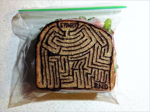 A maze sandwich bag, creative expression by David Laferriere