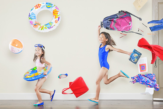 Two girls celebrate summer vacation, creative expression by Jason Lee