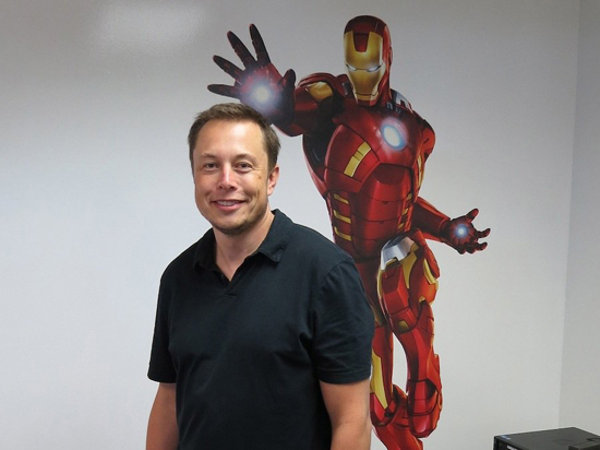 Elon Musk with Iron Man cartoon, creative inspiration from a multi-tasking entrepreneur