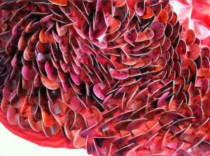 detail of Eco-Flamenco, showing clever ideas in recycled fashion by Nancy Judd