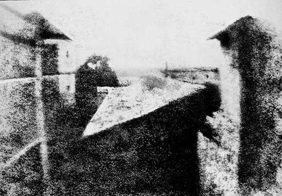 View from a Window at Le Gras, earliest surviving photo providing creative inspiration for black and white photography