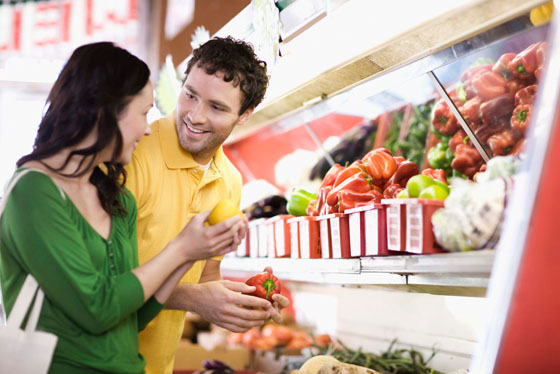 Couple smiles at chance meeting in supermarket, a life lesson about carpe diem.