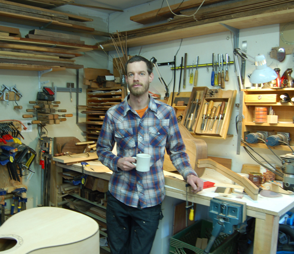 Luthier Josh Humphrey in his workshop where his creative process turns into handmade guitars. (Image © Josh Humphrey)