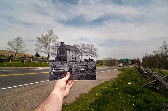 Stone house at Manassas, Virginia on highway, a creative photography series about past meets present. (Image © Jason Powell)