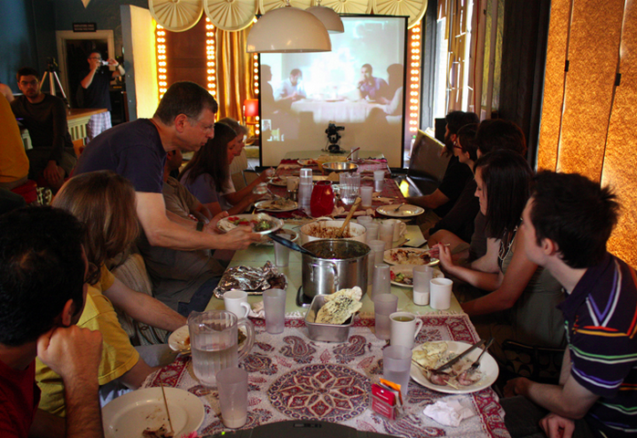 Conflict Kitchen hosts a cultural encounter with Tehran through a webcam dinner. (Image © Conflict Kitchen)