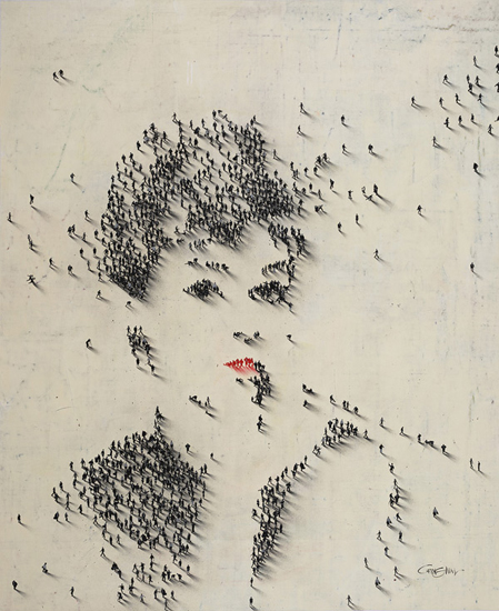 Audrey Hepburn created with people as pixels, showing an artist's creative expression (Image © Craig Alan)