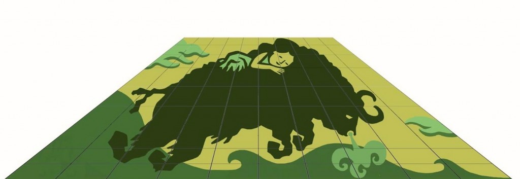 Design for the rice paddy art in the Camargue region of France showing creative inspiration by Pierre Duba (Image courtesy of Le Citron Jaune)