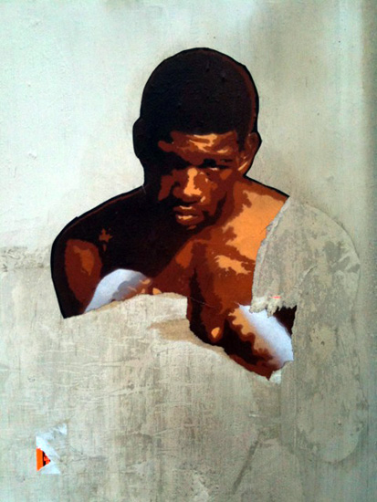 Boxer on wall, artistic expression by a street artist (Photo © Jerry Fielder)