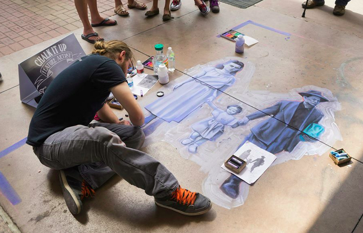 Tommy Hopkins, finding common ground in his chalk art (Image by Todd Johnson, courtesy of Artpace San Antonio)