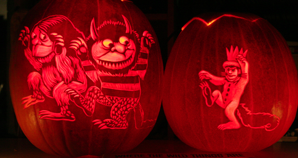 Sendak's Where the Wild Things Are, creative expression in pumpkin carving by Maniac Pumpkin Carvers