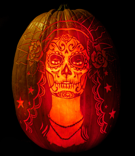 for Day of the Dead, creative expression in pumpkin carving by Maniac Pumpkin Carvers