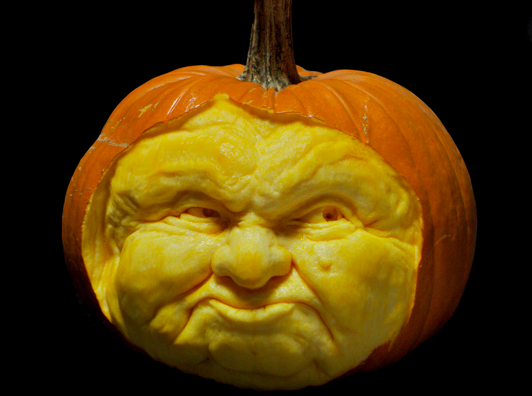 Old man, creative expression in pumpkin carving by Maniac Pumpkin Carvers