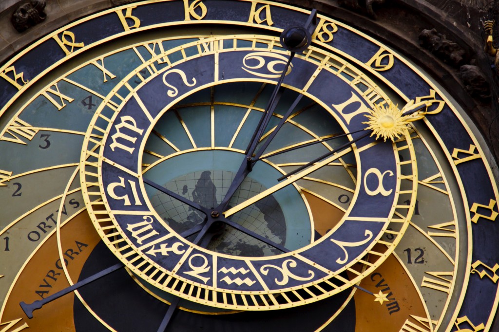 The hands on the dial of Prague's astronomical clock feature the Moon and the Sun, which are also the basis for calendars created by different cultures. Image © Lucertolone/iStock.