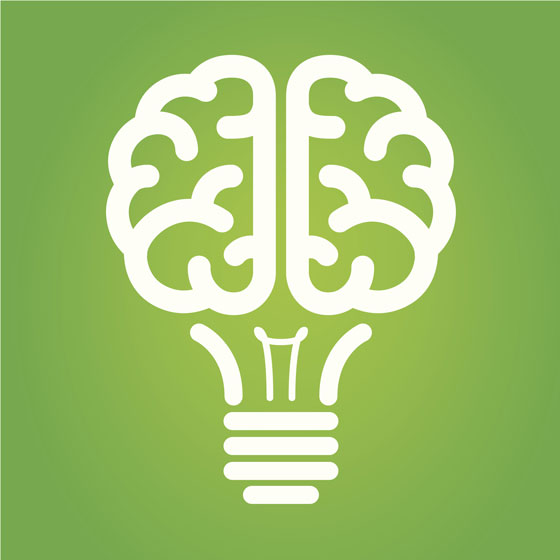 Brain-shaped light bulb symbolizing the power of creative thinking to solve problems