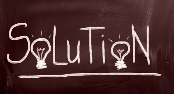 Typographic art using two light bulbs to replace the o's in "Solution" and symbolizing how creative thinking is often seeing the connection between two disparate ideas. Image © iStock.