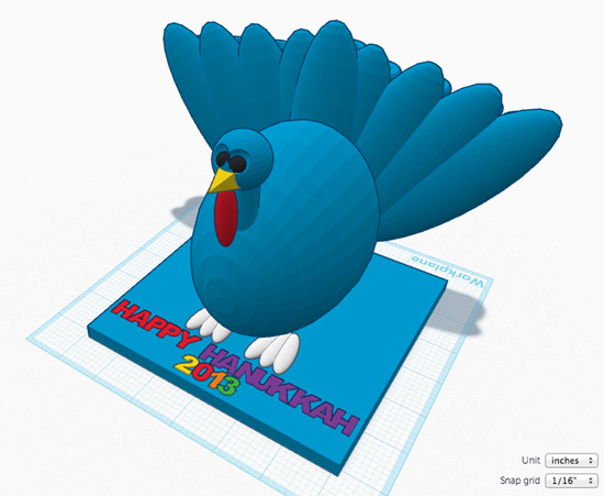 A CAD model of the Menurkey, crossing cultures by combining Thanksgiving and Hanukkah