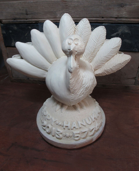 Plaster Menurkey, crossing cultures with a combination of Thanksgiving and Hanukkah