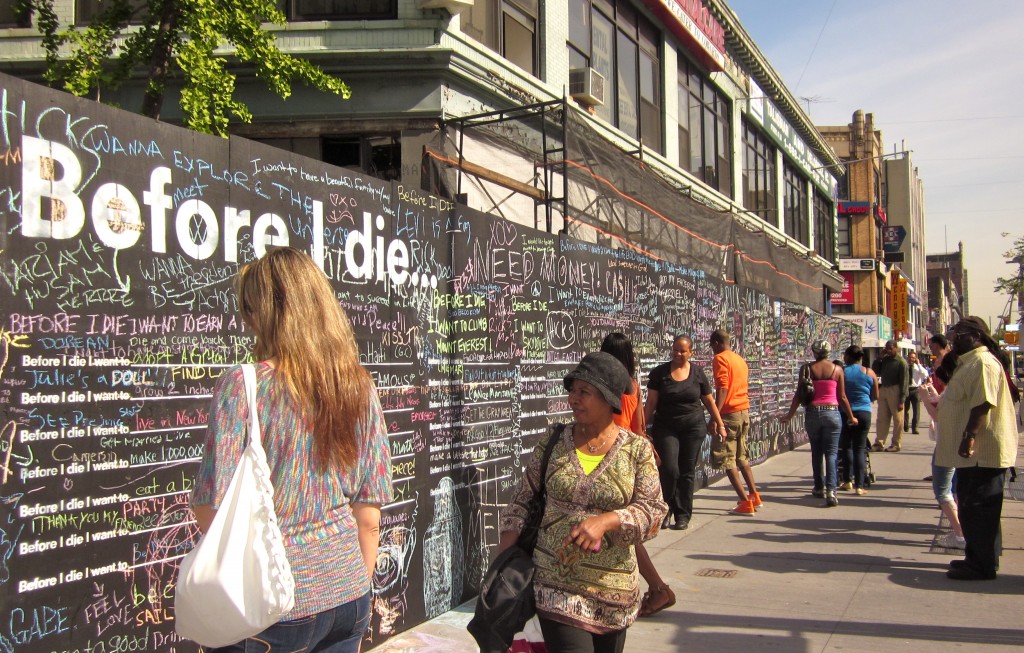 Before I Die Wall in Brooklyn, New York, part of a movement to share hopes and dreams started by Candy Chang. Image © Shake Shack.