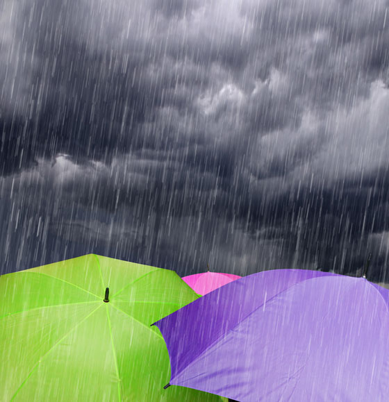 Dark clouds and a downpour, prompting colorful rain sayings in different languages. (image © Gregor Kervina / Hemera)