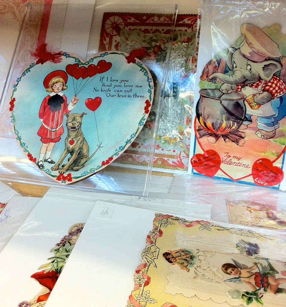 A collection of old valentines are part of the ephemera at a vintage paper fair. (Image © Sheron Long)