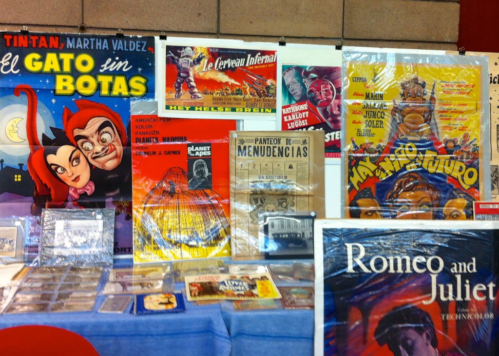 Movie posters for sale as part of the ephemera being collected at a vintage paper fair.<br />(Photo of the posters © Sheron Long)