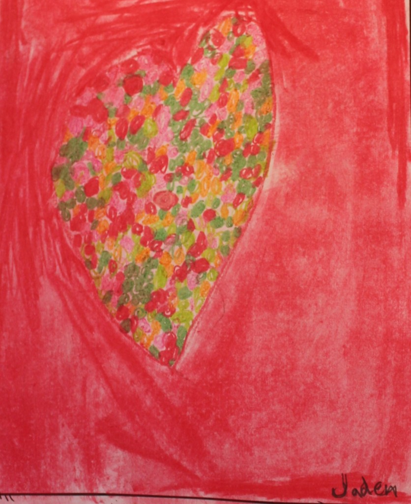 A heart painting created as part of Peter Reynold's International Dot Day started out with just the dot. (Image © Janine Boylan) 