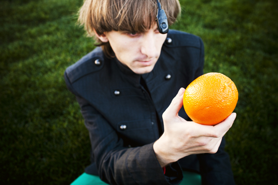 Neil Harbisson , a human cyborg, using the eyeborg to translate the color orange into a sound so he can use his senses for creative expression (Photo © Dan Wilton/Red Bulletin)