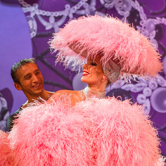 Pink feathers on female dancer, cared for by the feather master living life to the fullest with the right job. (Photo courtesy of the Lido © PICS)