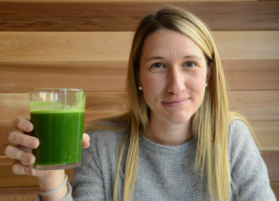 The Kale Project leader, Kristen Beddard, with a kale smoothie, part of her life-changing experiences in Paris (Photo © Meredith Mullins)